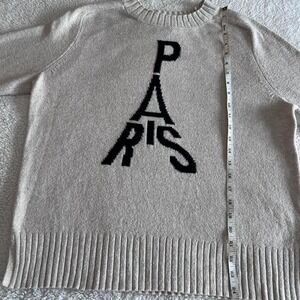 Loft women's medium petite cream and black Paris sweater‎